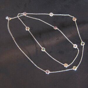 37" Long Multi Color Necklace Multi Color Gemstone Charm 925 by MX